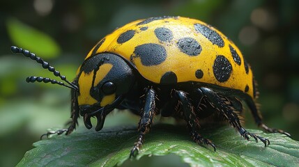 Fototapeta premium Close-up of a ladybug on a leaf.