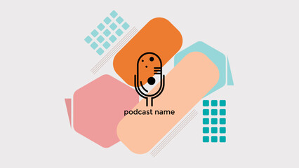 ABSTRACT TEMPLATE PODCAST FLAT PASTEL COLOR WITH GEOMETRIC SHAPES DESIGN BACKGROUND VECTOR. GOOD FOR COVER, BANNER, WEB,SOCIAL MEDIA