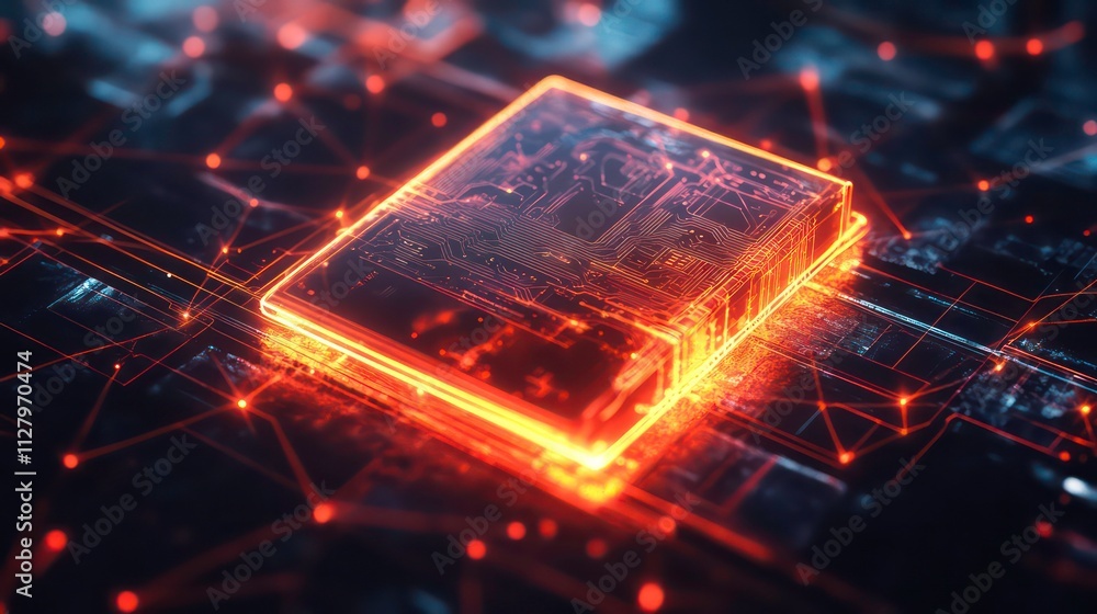 Poster a glowing cryptocurrency wallet icon with blockchain network lines surrounding it.