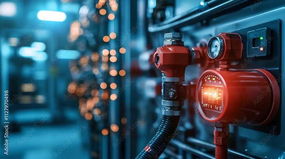 Poster digital display of emergency evacuation procedures linked to a smart fire detection and alert system