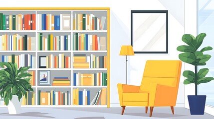 A workplace wellness library with books and resources on mental health