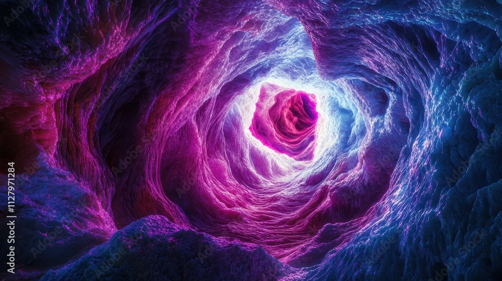Poster abstract colorful tunnel with vibrant light swirling patterns