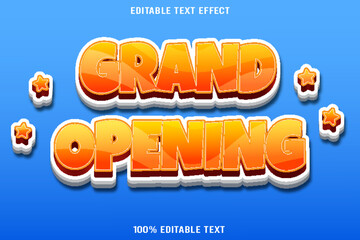 Grand Opening editable text effect 3d emboss cartoon style