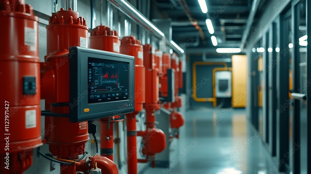 Aufkleber intelligent fire sprinkler system integrated with smart network for real time fire monitoring and em