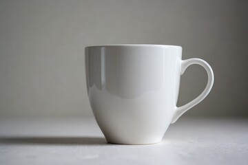 Fototapeta premium there is a white coffee cup sitting on a table