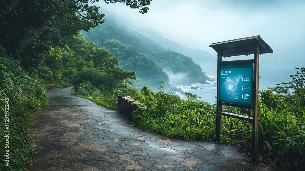 Poster a digital display situated in a coastal area providing real time data and interconnected network sys