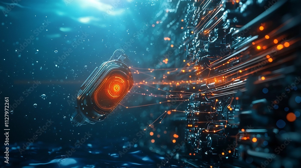 Poster cutting edge underwater sensor array connected to coastal warning systems via holographic network li