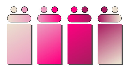 Set of vector gradient background. Cover set design with Champagne, Hot Pink, Fuchsia, Pink color. Beautiful abstract gradient for covers, wallpapers, branding, business cards. Vector illustration