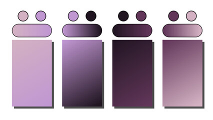 Set of vector gradient background. Cover set design with Mauve, Lavender, Black, Orchid color. Beautiful abstract gradient for covers, wallpapers, branding, business cards. Vector illustration