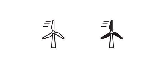 Wind icon, Windmill alternative wind turbine and renewable energy icon environment button, vector, sign, symbol, logo, illustration, editable stroke, flat design style isolated on white