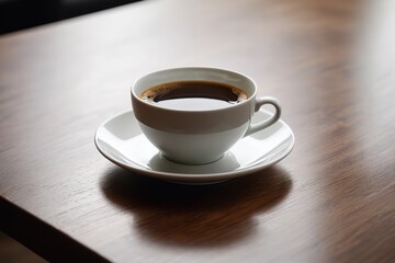 Obraz premium there is a cup of coffee on a saucer on a table