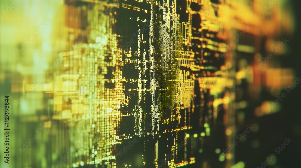 Poster abstract digital data background with intricate glowing patterns
