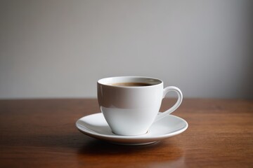 Obraz premium there is a cup of coffee on a saucer on a table
