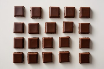 Fototapeta premium a close up of a white surface with chocolate squares on it