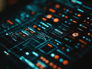 Obraz premium Futuristic User Interface Design with Neon Elements and Patterns