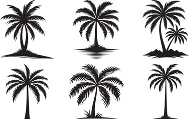 Palm Tree set silhouette vector illustration design