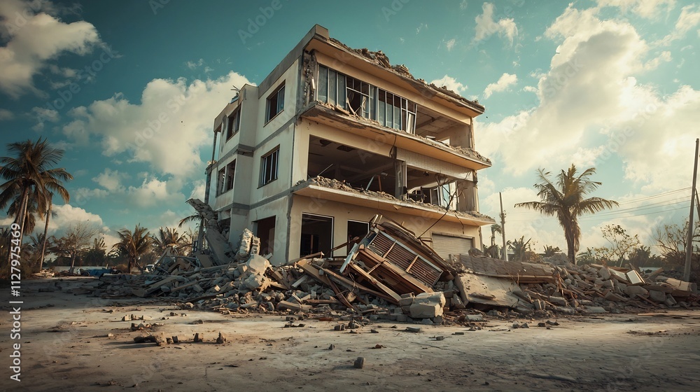 Poster earthquake resistant building with integrated smart detection system and warning network innovative 