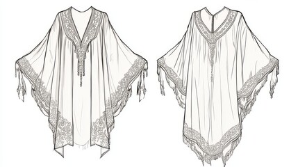 Ultra detailed, photorealistic fashion design sketch of a bohemian off-the-shoulder maxi dress