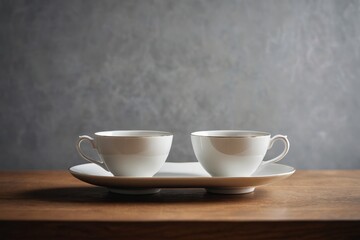 Fototapeta premium there are two cups on a plate on a table