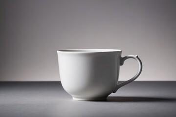 Obraz premium there is a white cup sitting on a table with a gray background
