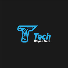 Letter T tech logo design for technology Brand