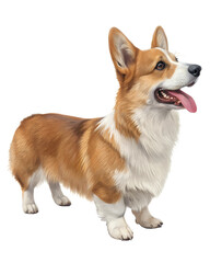corgi with its tongue out cut out isolated on transparent png background