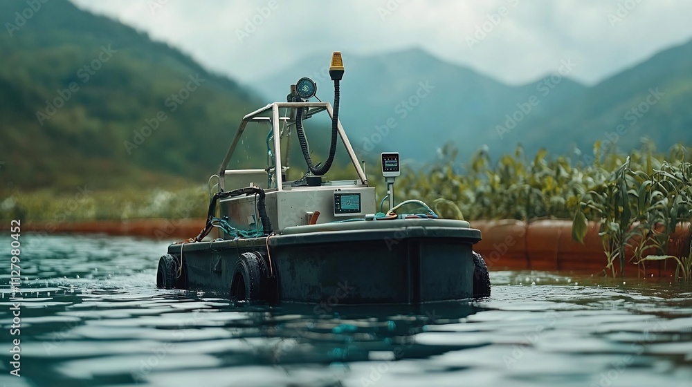 Poster innovative aquaculture system featuring floating sensors connected to a real time agricultural netwo