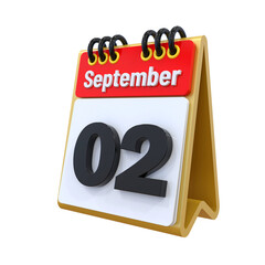 3D Calendar September Date 02