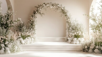 Elegant White Floral Wedding Arch Setup