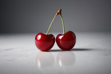 there are two cherries that are sitting on a table