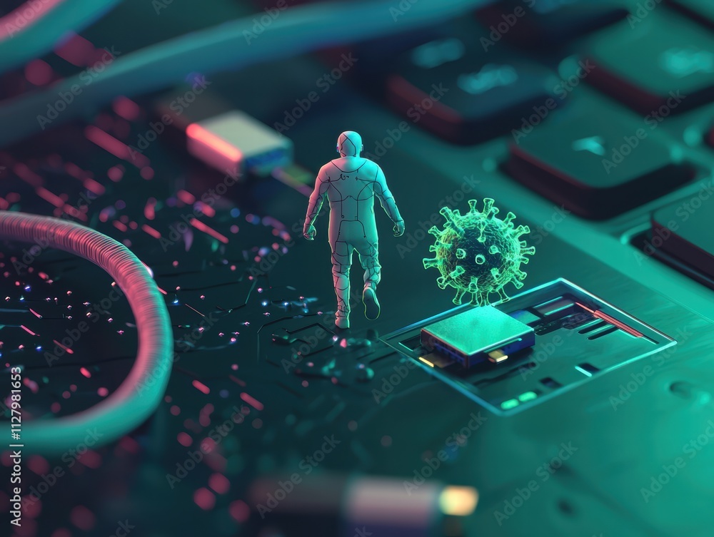 Poster digital encounter between technology and virus representation
