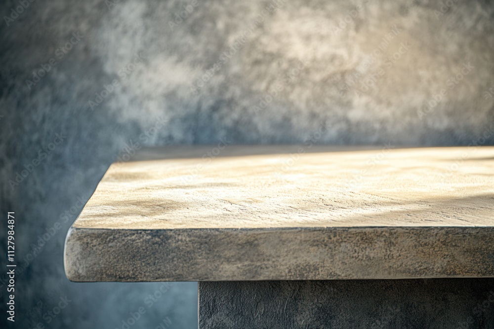 Poster close-up of a textured table surface with soft lighting.
