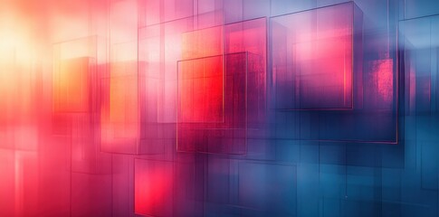 Obraz premium Tranquil Abstract Gradient Shapes with Overlapping Squares in Minimalist Design