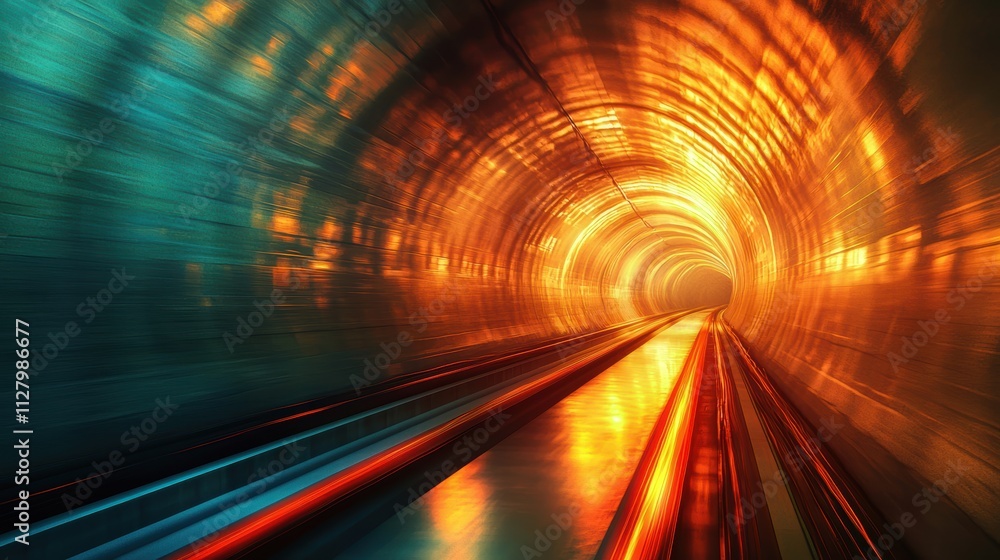 Poster vibrant abstract tunnel with dynamic lighting and movement effect