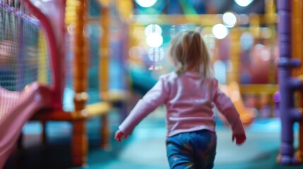 Obraz premium Murmurs of joy and playfulness filling the defocused indoor playground.