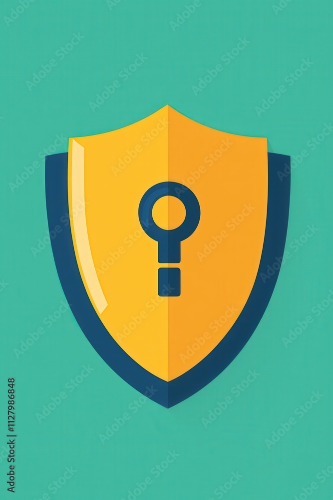 Poster illustration of secure password input with shield background