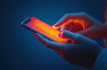 Smartphone Male Hacker in Low-Key Lighting