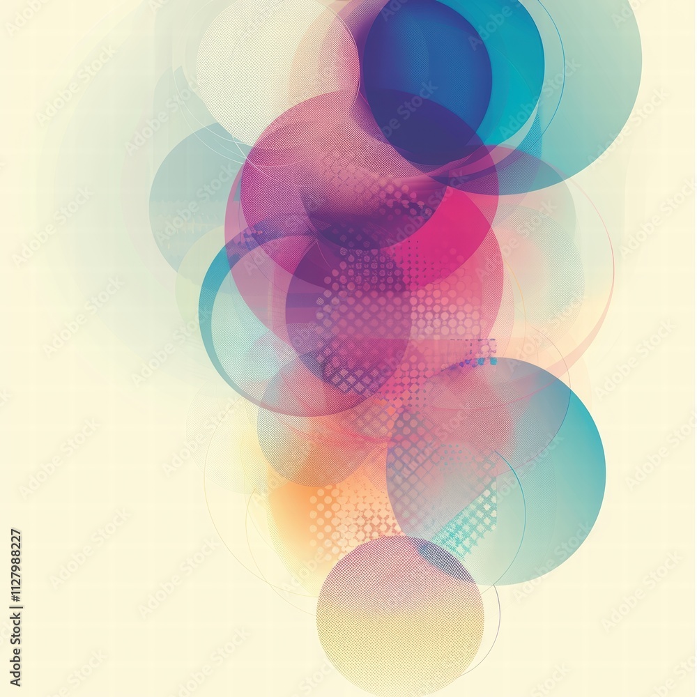 Poster abstract colorful circles and shapes creating modern artistic background