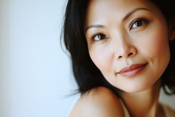 Naklejka premium Woman's face on white background
