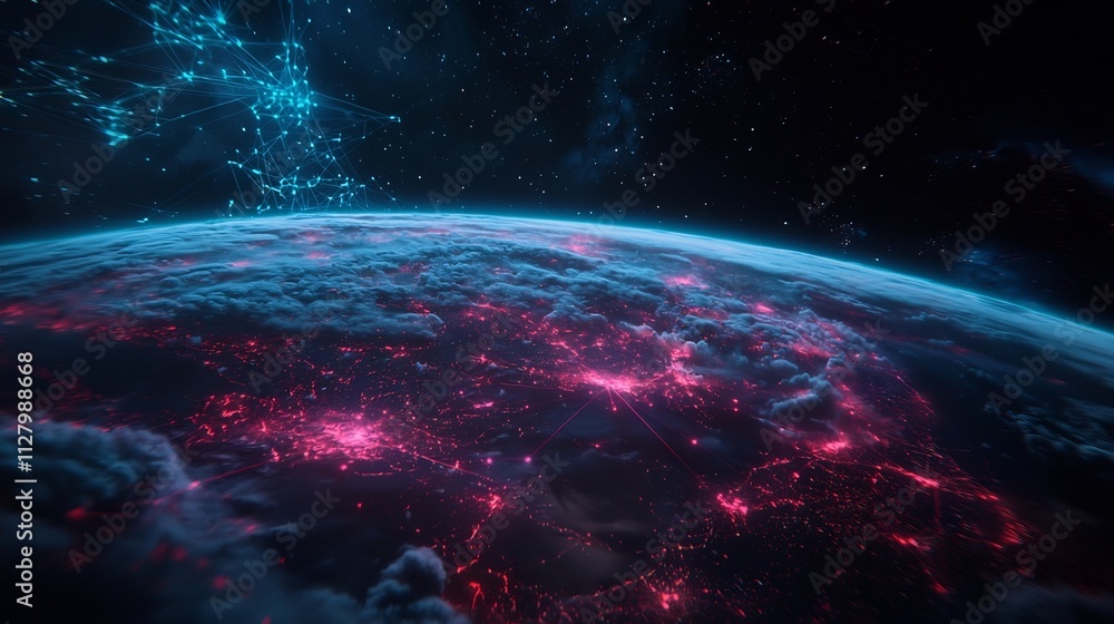 Poster stunning aerial view from space showcasing the layered atmosphere of earth highlighted with a vibran