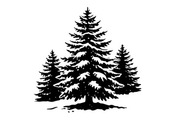 A snow-covered  pine tree vector art illustration