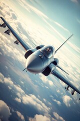 Fighter Jet Flying Above Clouds