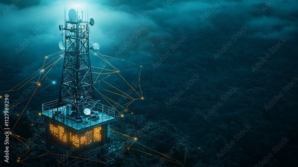 Poster digital visualization of a high altitude weather monitoring station with satellite network connectio