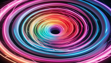 Obraz premium Abstract rainbow neon spiral vortex