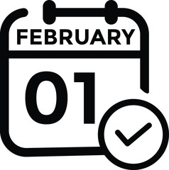 February 1 on calendar icon vector. Calendar vector icon. Deadline. Date. 
