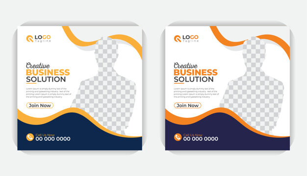 Creative business solution, simple and corporate background professional business social media post or square banner template design for your business
