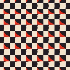 Obraz premium Geometric Pattern with Black, Red, and Cream Tones for Design Use