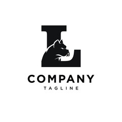 Letter L French Bulldog Logo Icon Vector