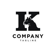 Letter K French Bulldog Logo Icon Vector