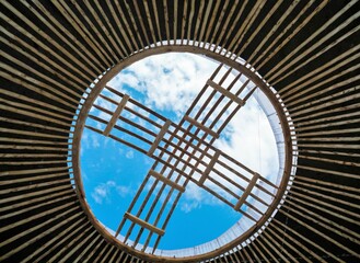 Kazakh shanyrak, the roof of the yurt the hole in the sky